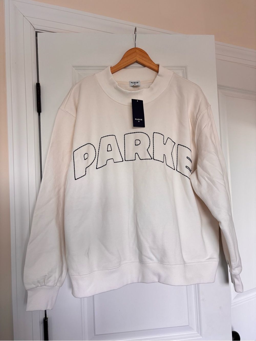 Parke x Target Cream White Mockneck Pullover Sweatshirt L/XL Womens Brand New